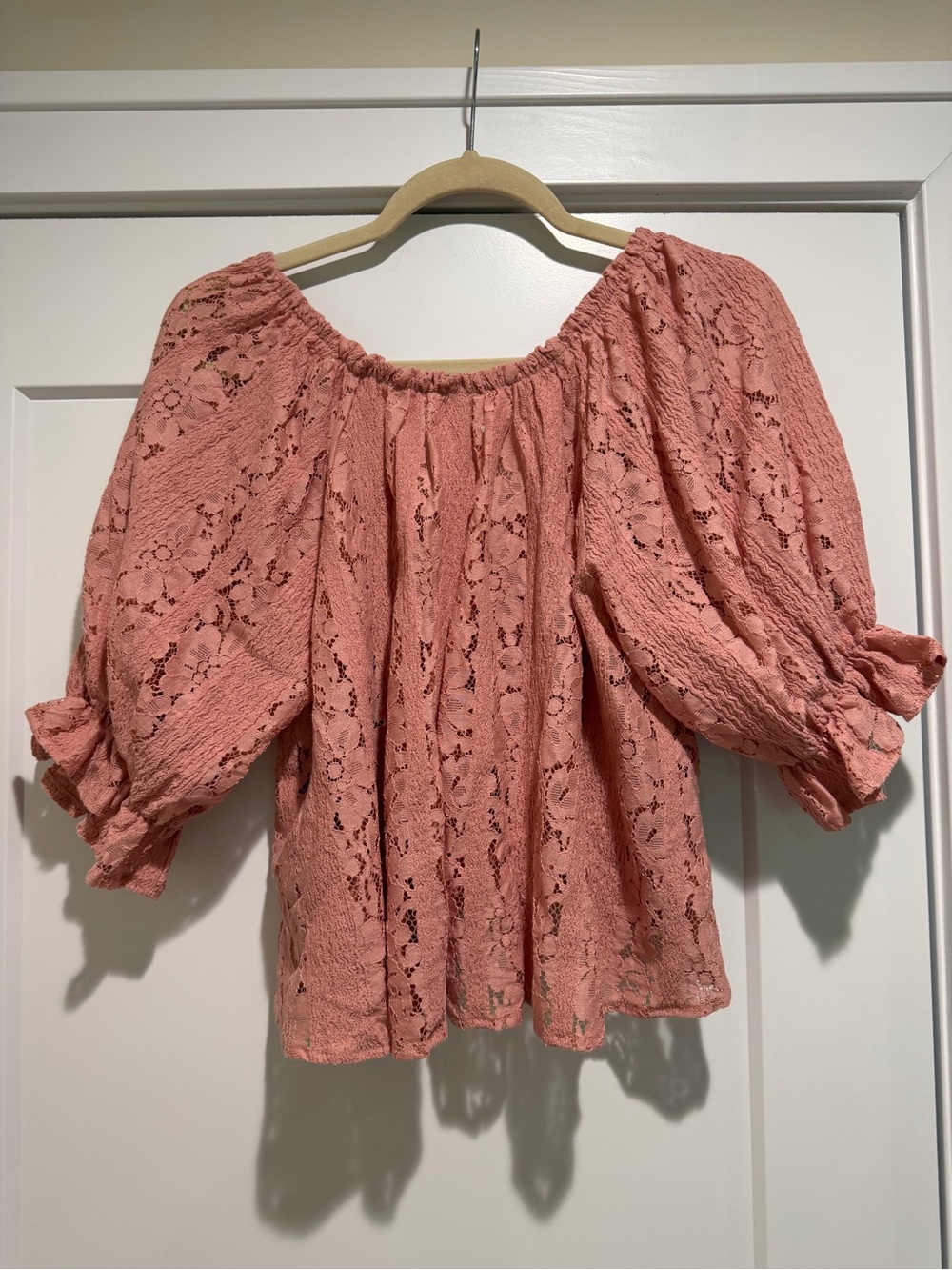 Free People Rose Lace Peasant Top Size Medium - Picture 5 of 6